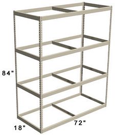 Long Span Shelving, 72" x 18" x 84" No Decking, 1000 Lbs. Cap., Starter
