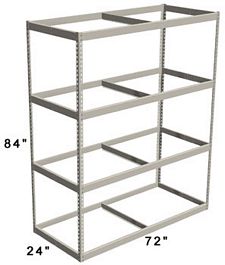 Long Span Shelving, 72" x 24" x 84" No Decking, 1000 Lbs. Cap., Starter