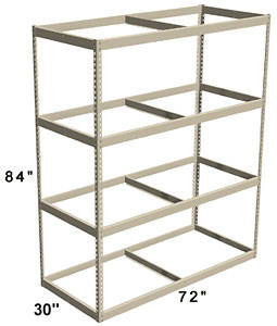 Long Span Shelving, 72" x 30" x 84" No Decking, 1400 Lbs. Cap., Starter