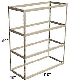 Long Span Shelving, 72" x 48" x 84" No Decking, 700 Lbs. Cap., Starter