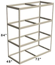 Long Span Shelving, 72" x 48" x 84" No Decking, 1500 Lbs. Cap., Starter