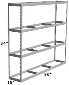 Long Span Shelving, 96" x 18" x 84" No Decking, 1000 Lbs. Cap., Starter