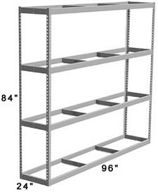 Long Span Shelving, 96" x 24" x 84" No Decking, 500 Lbs. Cap., Starter