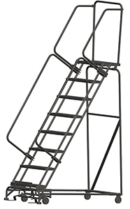 Rolling Ladder with Lock Step - 8 Steps, 14"D Top Step, 80" Platform Height