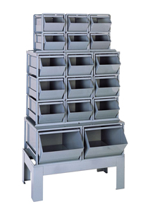 Stacking Rack w/ 17 Combined Size Steel Bins