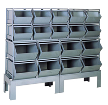Stacking Rack w/ 18 Combined Size Steel Bins