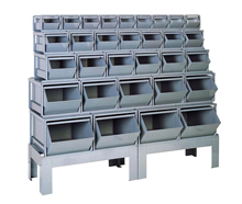 Stacking Rack w/ 31 Combined Size Steel Bins