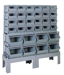 Stacking Rack w/ 32 Combined Size Steel Bins