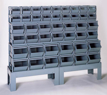 Stacking Rack w/ 44 Combined Size Steel Bins