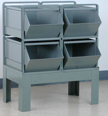 Stacking Rack w/ 4 Steel Stacking Bins (24"L x 15"W x 11"H)