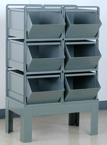 Vertical Stacking Rack w/ 6 Steel Stacking Bins (24"L x 15"W x 11"H)