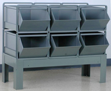 Horizontal Stacking Rack w/ 6 Steel Stacking Bins (24"L x 15"W x 11"H)