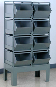 Stacking Rack w/ 8 Steel Stacking Bins (24"L x 15"W x 11"H)