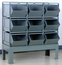 Stacking Rack w/ 9 Steel Stacking Bins (24"L x 15"W x 11"H)