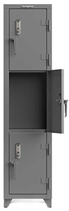 Extra Heavy Duty Locker, Keyless Entry, 3 Compartment, 18"W x 18"D x 75"H