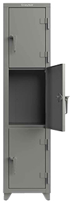 Extra Heavy Duty Locker, 3 Compartment, 18"W x 18"D x 75"H