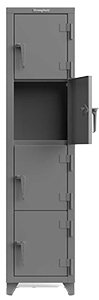 Extra Heavy Duty Locker, 4 Compartment, 18"W x 18"D x 75"H