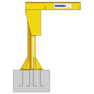 Base Plate Mount Jib Crane - 1/4 Ton Cap., 8' Span, 16' Underboom Ht.