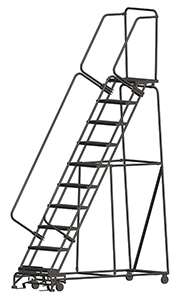 Rolling Ladder with Lock Step - 10 Steps, 14"D Top Step, 100" Platform Height