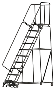Rolling Ladder with Lock Step - 10 Steps, 21"D Top Step, 100" Platform Height