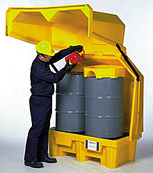Hard Top Drum Safety Storage - No Drain, 2 Drums