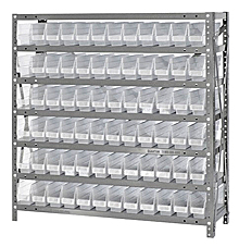 Shelf Bin Unit w/ 72 Economy Clear View Bins - 12" x 36" x 39"