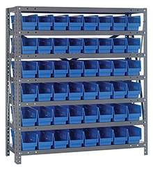 12d x 36w x 39h Steel Shelving - 7 Shelves & 48 QSB 101 Bins