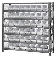 Shelf Bin Unit w/ 48 Economy Clear View Bins - 12" x 36" x 39"