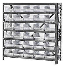 Shelf Bin Unit w/ 30 Economy Clear View Bins - 12" x 36" x 39"