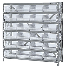 Shelf Bin Unit w/ 24 Economy Clear View Bins - 12" x 36" x 39"