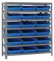 12d x 36w x 39h Steel Shelving - 7 Shelves & 18 QSB 109 Bins
