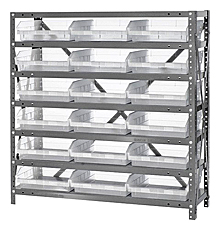 Shelf Bin Unit w/ 18 Economy Clear View Bins - 12" x 36" x 39"