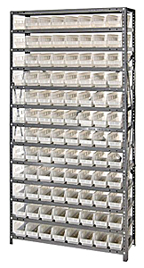 Shelf Bin Unit w/ 96 Economy Clear View Bins - 12" x 36" x 75"