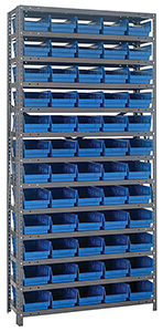 12d x 36w x 75h Steel Shelving - 13 Shelves & 60 QSB 102 Bins