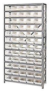 Shelf Bin Unit w/ 60 Economy Clear View Bins - 12" x 36" x 75"