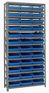 12d x 36w x 75h Steel Shelving - 13 Shelves & 36 QSB 109 Bins