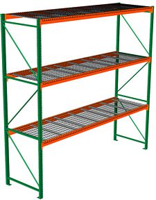 Pallet Rack with Wire Decking - Starter, 3 Beam Levels - 144"w x 36"d x 144"h - 8020 Cap. Beams