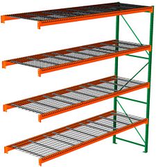 Pallet Rack with Wire Decking - Adder, 4 Beam Levels - 144"w x 42"d x 144"h - 8020 Cap. Beams