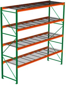 Pallet Rack with Wire Decking - Starter, 4 Beam Levels - 144"w x 42"d x 144"h - 8020 Cap. Beams