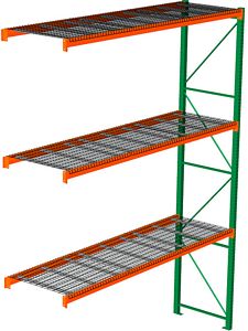 Pallet Rack with Wire Decking - Adder, 3 Beam Levels - 144"w x 42"d x 192"h - 8020 Cap. Beams