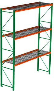 Pallet Rack with Wire Decking - Starter, 3 Beam Levels - 144"w x 42"d x 192"h - 8020 Cap. Beams