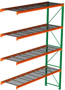 Pallet Rack with Wire Decking - Adder, 4 Beam Levels - 144"w x 36"d x 192"h - 8020 Cap. Beams