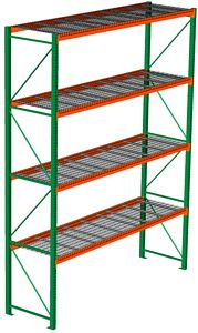 Pallet Rack with Wire Decking - Starter, 4 Beam Levels - 144"w x 36"d x 192"h - 8020 Cap. Beams