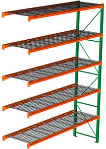 Pallet Rack with Wire Decking - Adder, 5 Beam Levels - 144"w x 42"d x 192"h - 8020 Cap. Beams