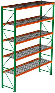Pallet Rack with Wire Decking - Starter, 5 Beam Levels - 144"w x 36"d x 192"h - 8020 Cap. Beams