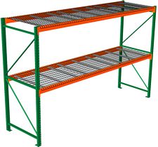Pallet Rack with Wire Decking - Starter, 2 Beam Levels - 144"w x 48"d x 96"h - 8020 Cap. Beams