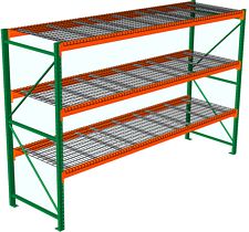 Pallet Rack with Wire Decking - Starter, 3 Beam Levels - 144"w x 36"d x 120"h - 8020 Cap. Beams
