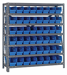 18d x 36w x 39h Steel Shelving - 7 Shelves & 48 QSB 103 Bins