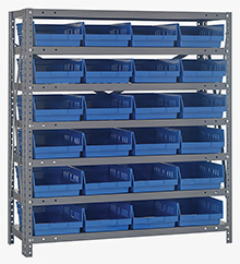 18d x 36w x 39h Steel Shelving - 7 Shelves & 24 QSB 108 Bins