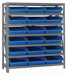 18d x 36w x 39h Steel Shelving - 7 Shelves & 18 QSB 110 Bins